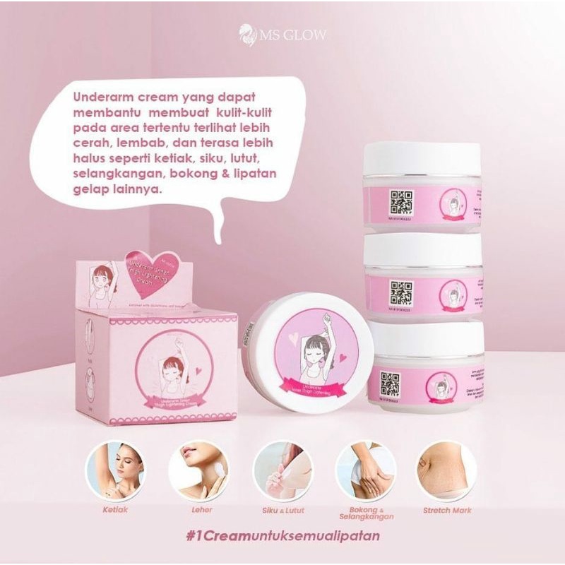 UNDERARM MSGLOW PENCERAH LIPATAN CREAM KETIAK PEMUTIH SELANGKANGAN PEMUTIH LIPATAN PEMUTIH KETIAK