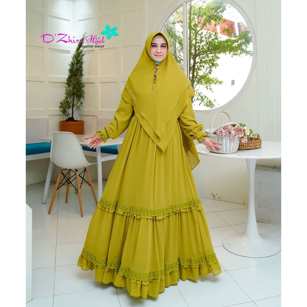 Kinara Syari Gamis Syari Ceruty Ootd Wanita Set Hijab Baju Wanita Jumbo Gamis Renda Setelan Wanita Muslim Mazaya