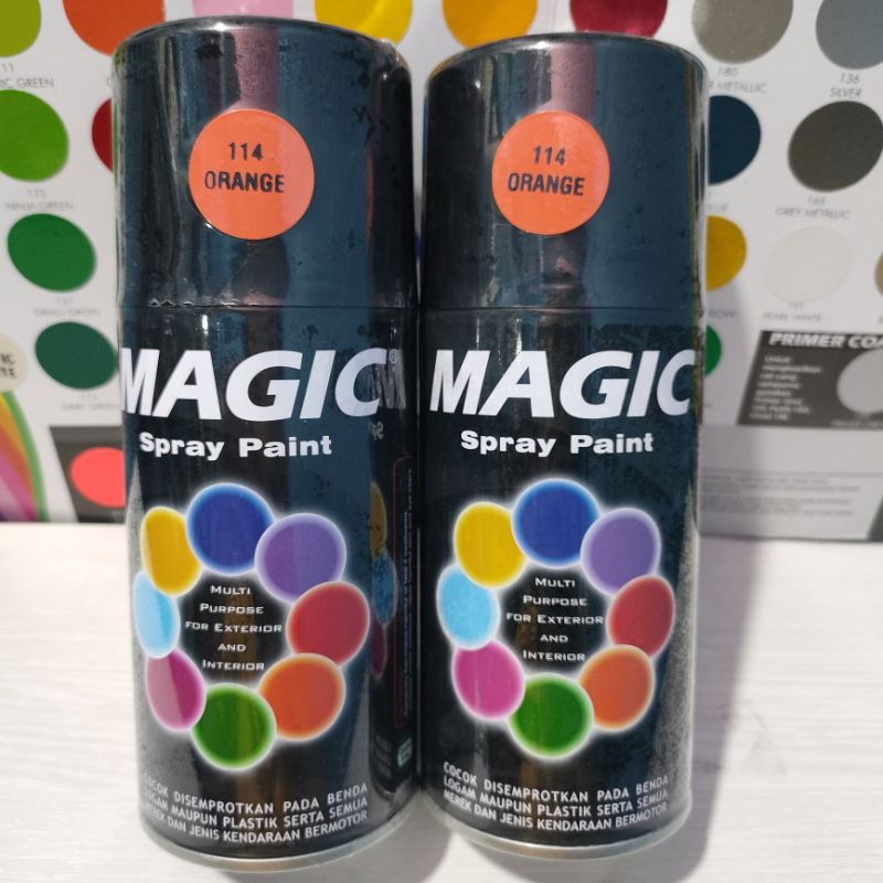 Magic Spray Paint Pilox Pilok Magic Orange 114 Oren Oranye Glossy 300cc Cat Semprot Serbaguna Magic Ukuran Besar 300 cc