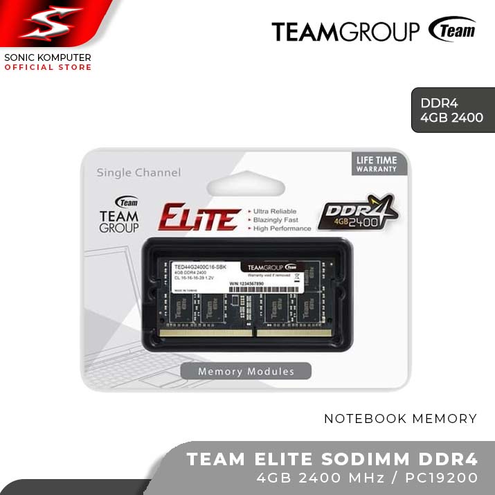 Memory RAM Team Elite DDR4 2400Mhz PC19200 Sodimm Memory Laptop