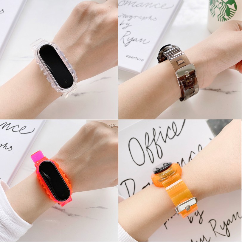 Xiaomi Mi Band Sports Silicone Strap Miband 3/4/5/6 Colorful Transparent Soft TPU Wristband