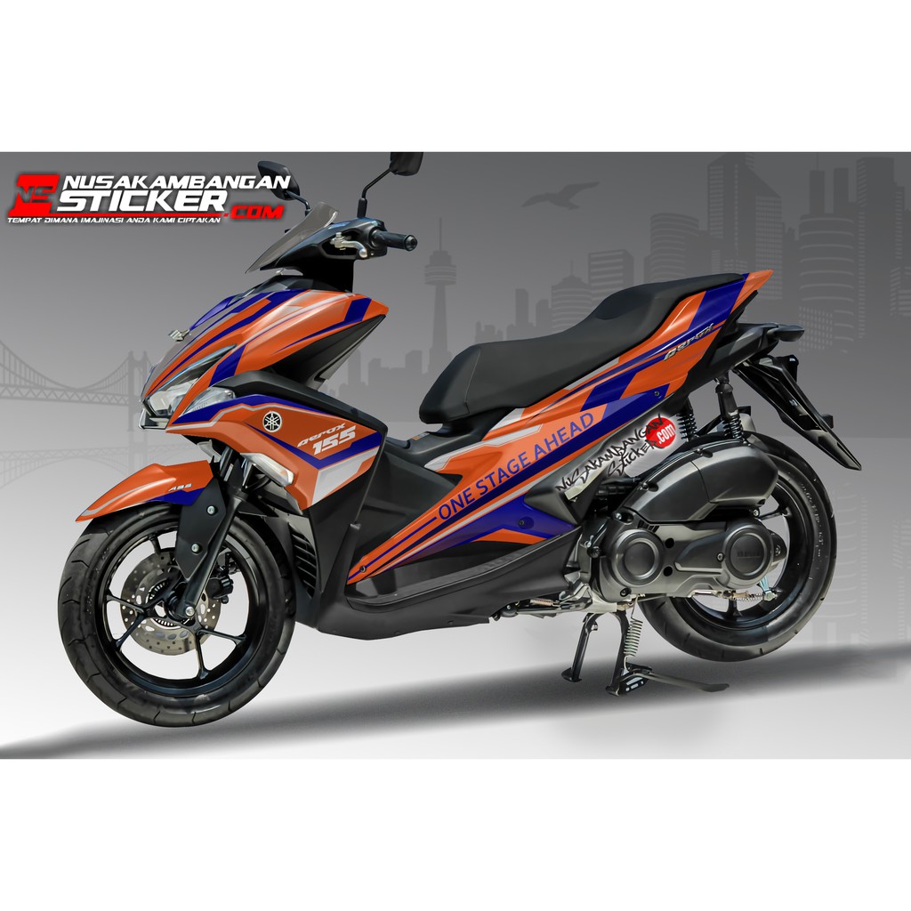 Decal Stiker Motor Yamaha Aerox Full Body Oranye Grafis Racing Team Sticker Custom Variasi Motif Kar