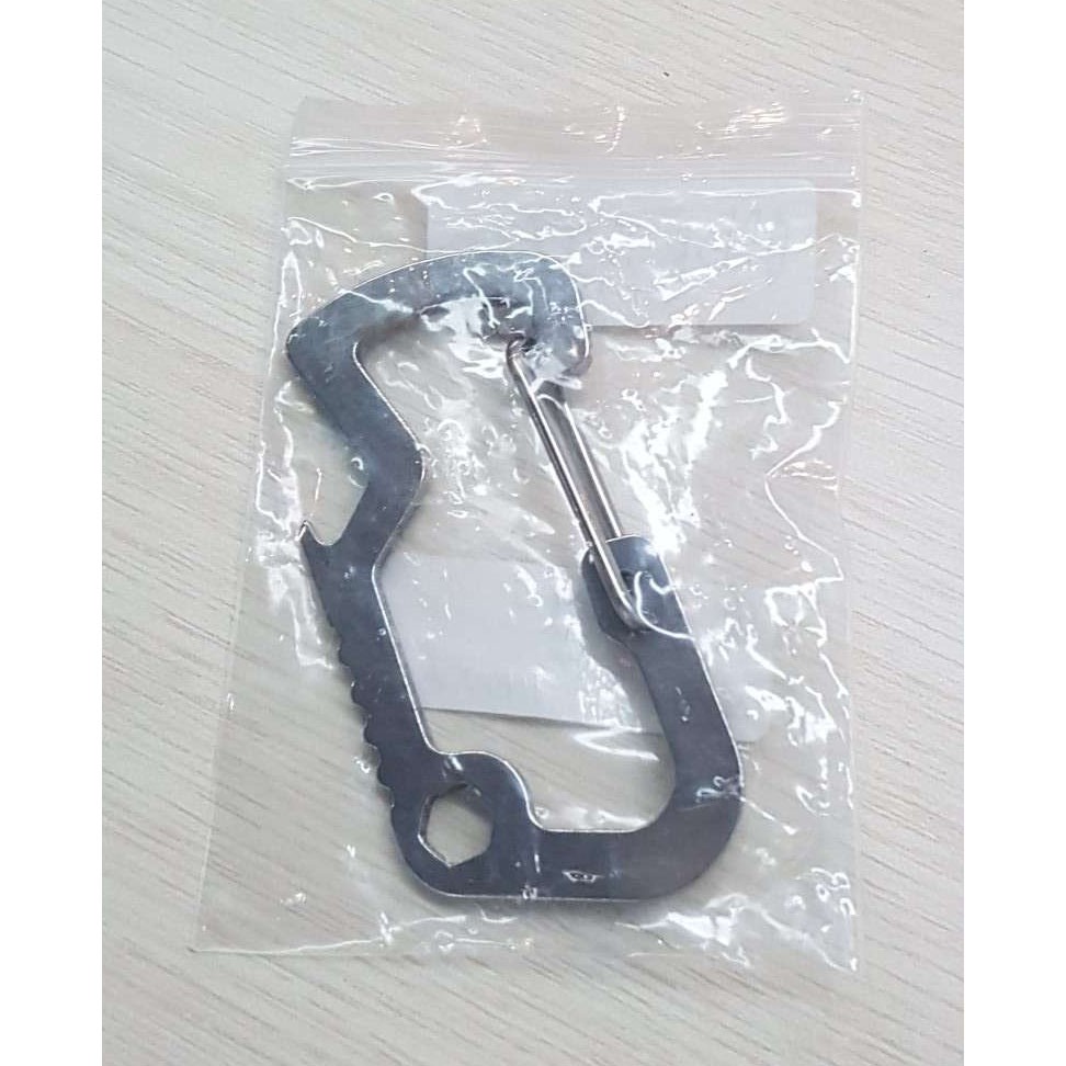 Carabiner Stainless OMSE38SV Steel with Bottle Opener - Silver