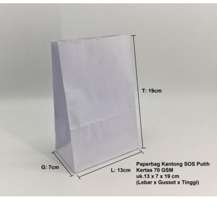 

[PRODUK 7ESMJ] Paperbag Kantong Kertas Putih Polos SOS 13x7x19cm Roti Boy Kopi AAH