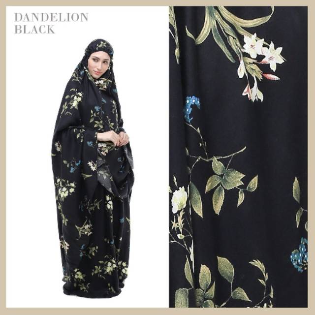 Mukenah dandelion black by tazkia