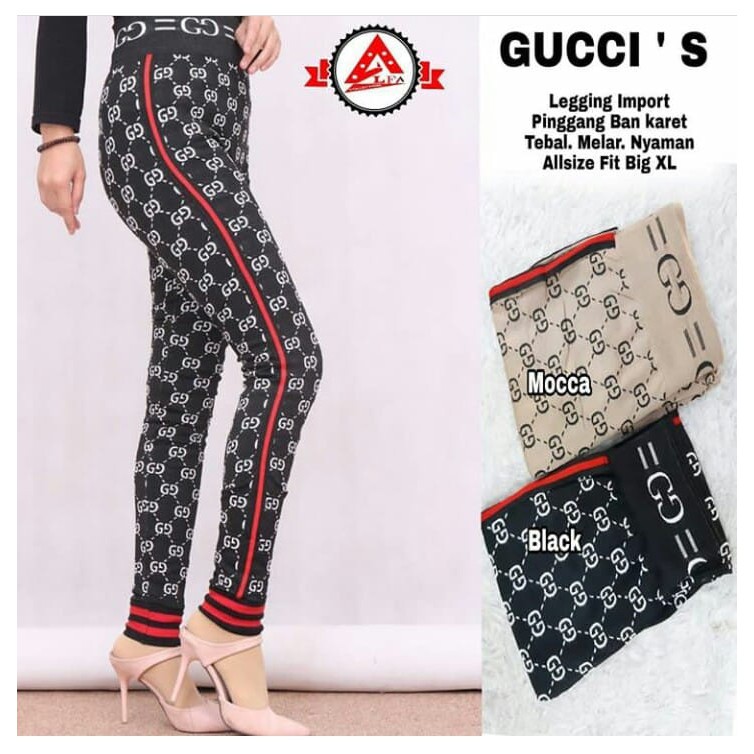 Cc legging  full gucci  black legging  wanita bawahan 