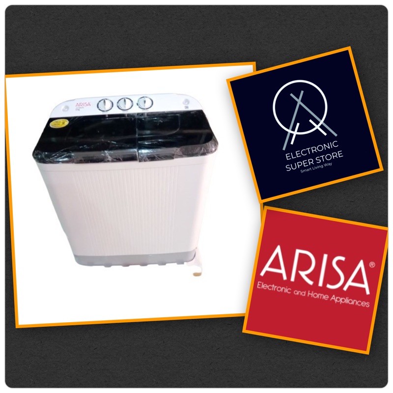 MESIN CUCI 2 TABUNG 8KG ARISA AW-8898 DOUBLE PULSATOR LOW WATT