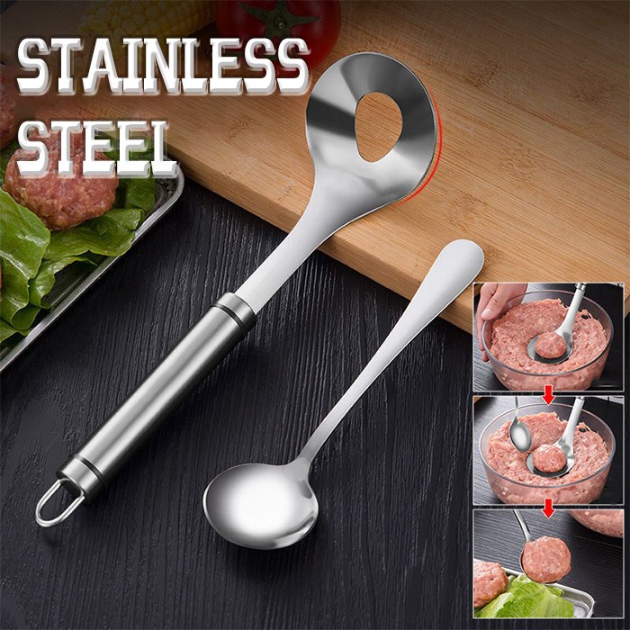 Alat Pembuat Bakso Anti Lengket Stainless Steel / Sendok Sup Alat Dapur Stainless Steel Manual Bakso Artefak Cetakan / Alat Pembuat Bakso / Regashi Cetakan Bakso / Alat Cetak Bakso Cetakan Bakso Meatball Mold / Meat mold / Sendok Cetak Bakso Stainless