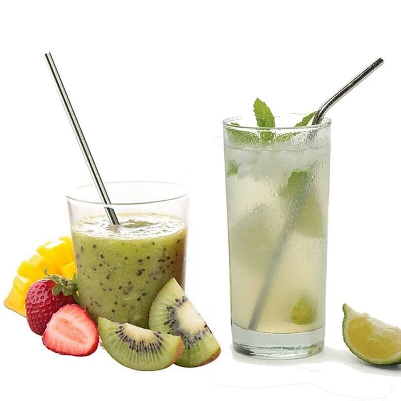 Sedotan Minum straw Bahan Metal logam Stainless Steel steel Reusable bengkok lurus bisa di cuci aman