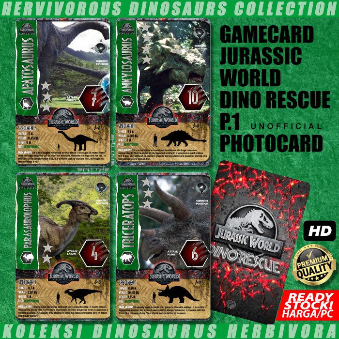 Kartu Jurassic World Dominion Dino Rescue P1 Photo Card Game Board Koleksi