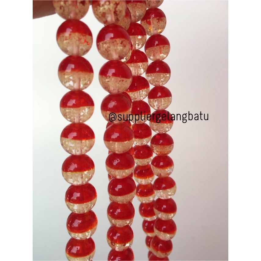 Manik Kristal Merah 12mm Glow In The Dark Fosfor Red Premium Cantik aksesoris craft beads supplier