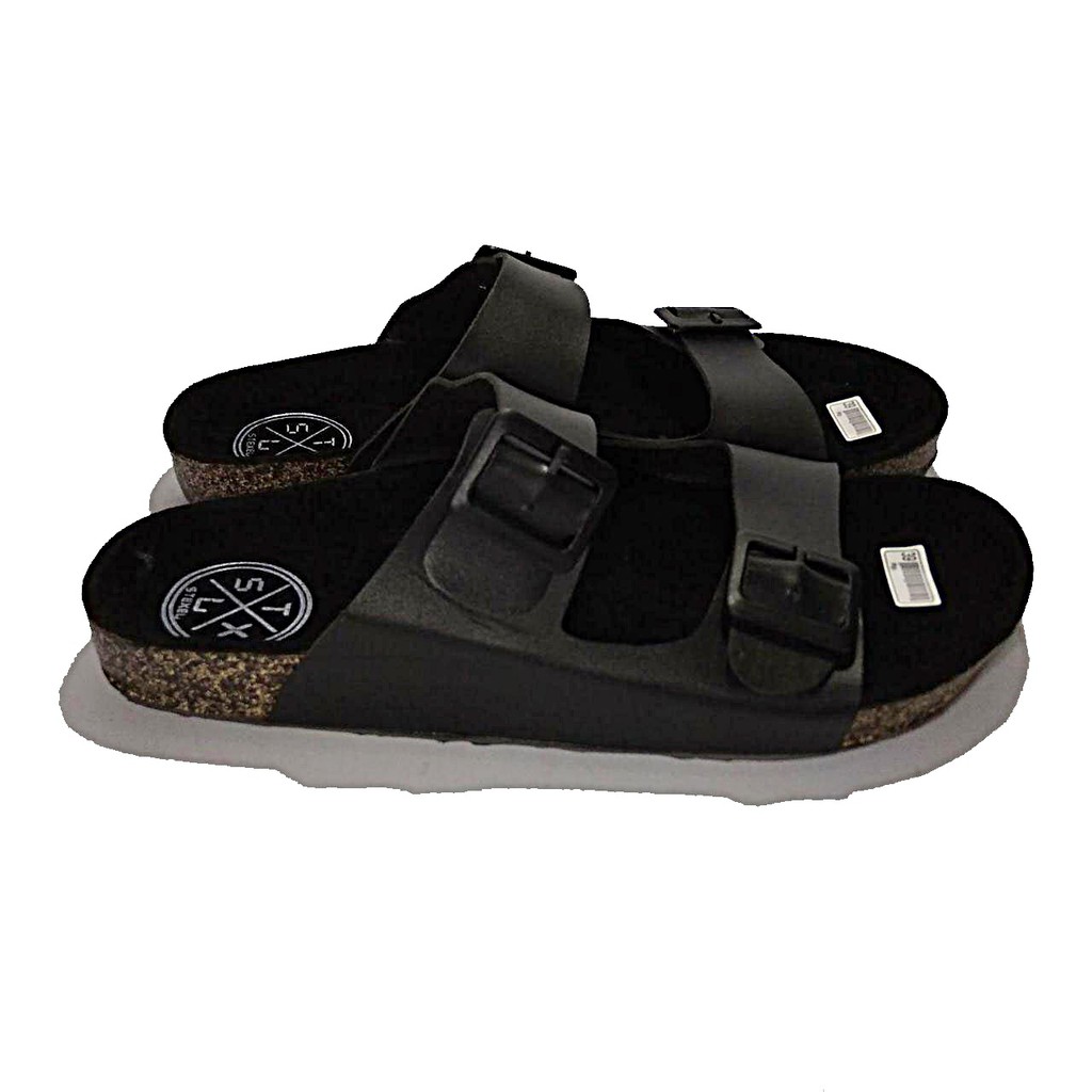 STEXEL Classic Double Strap  Strap Black Sandal Pria Casual Hand