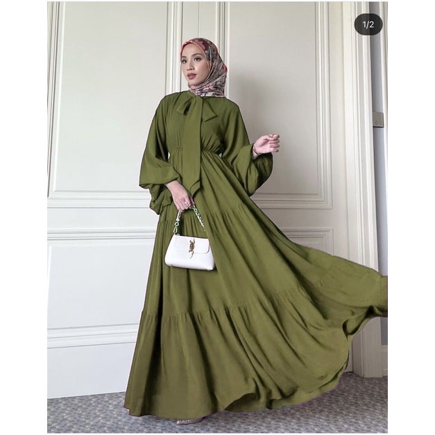 Gamis Blesia Ruffle Maxi Dress Wanita