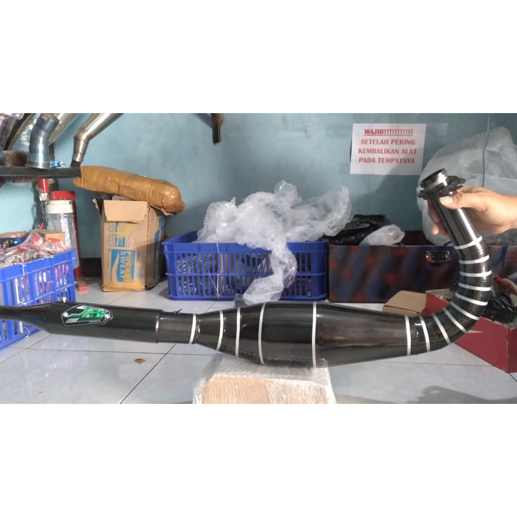 Knalpot RX KING Kolong JRM MUFFLER  Belang Silver Telo Suara Garing Kemrincing