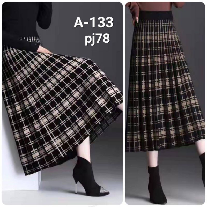ROK RAJUT WANITA MODEL PAYUNG A KOTAK FULL PRINT PREMIUM WANITA SKIRT KNIT PAYUNG A PREMIUM WANITA R