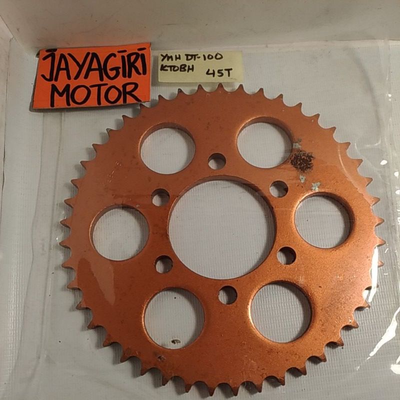 Gear Belakang DT 100 DTX 428 12T 38T 45T Gigi Tarik 428-12T 428-38T 428-45T DT100 DT100X Rantai Roda Chain Kit Chainkit Mokita Sprocket Gear Set Gearset Gir Girset Depan Drive Komplit Front Rear Motor Yamaha 12 38 45 T Mata YGP Sunstar Ori Asli Original-Bronze - 45T