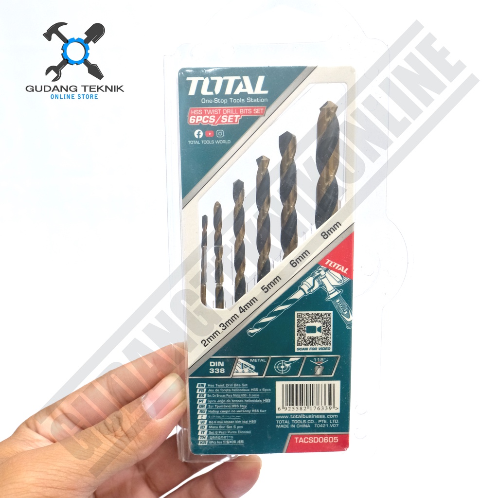 Mata Bor Besi HSS Set 6pcs TOTAL TACSD0605 / HSS Twist Drill Bit Set 6 Pcs TOTAL TACSD 0605