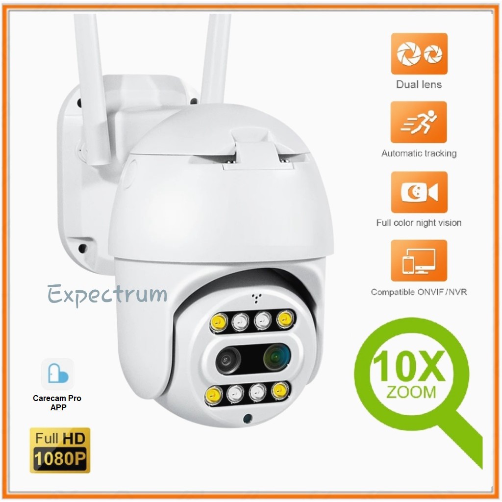 IP Camera / IPCAM  Outdoor CARE CAM 2MP x 2 LENS. Zoom 10x PTZ Pan Tilt 4 IR-4 LED