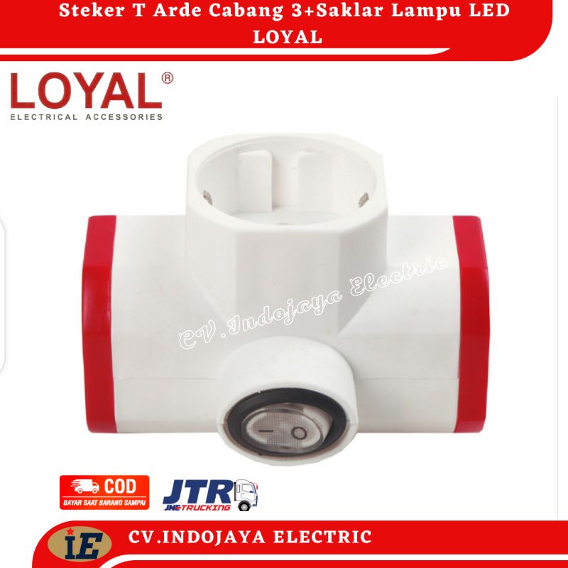 Steker T Arde Cabang 3 Dengan Saklar Lampu Led