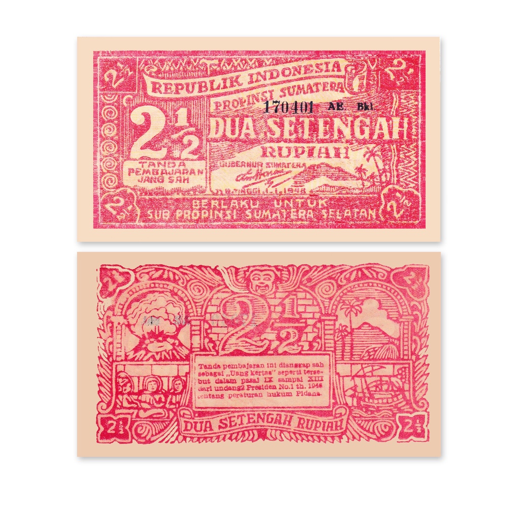 Uang 2 setengah rupiah orida sumatera bukan asli souvenir replika refro