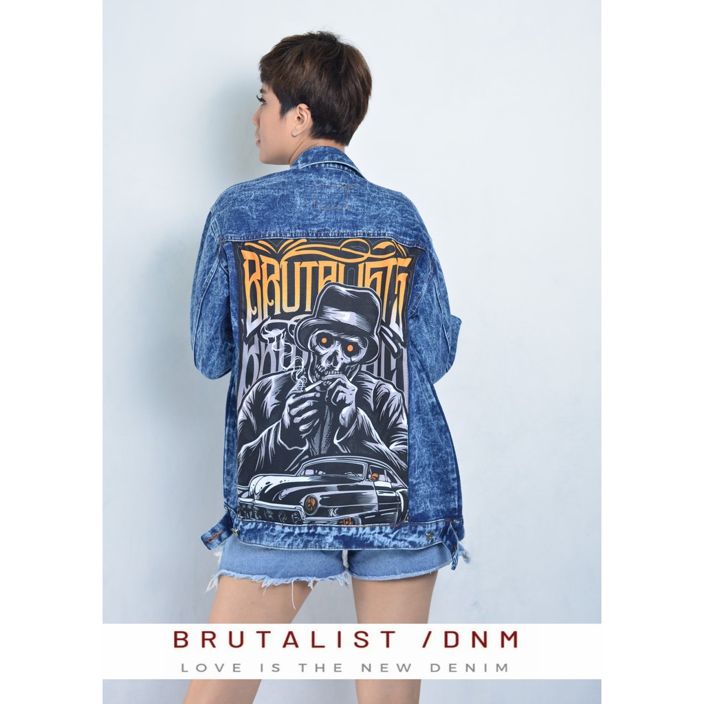 Jaket Unisex Denim Jeans Printing  Sandblue Vinty Brutalists