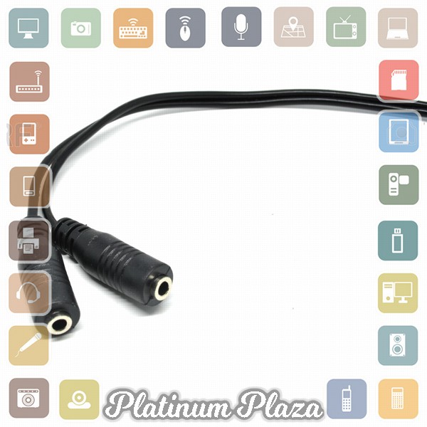 Overfly Splitter Audio Cable 3.5mm Male to Dual 3.5mm Female Adapter HiFi 24cm - AV11`60HYF5-- Black