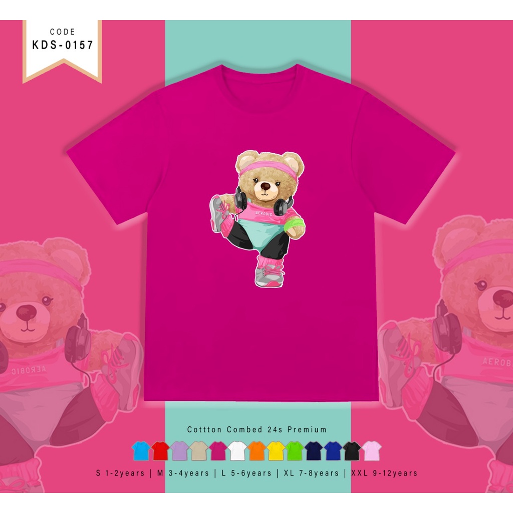 T-SHIRT / KAOS ANAK-ANAK TERMURAH BERGAMBAR BEAR SENAM - TERIMA CUSTOM KAOS KELUARGA