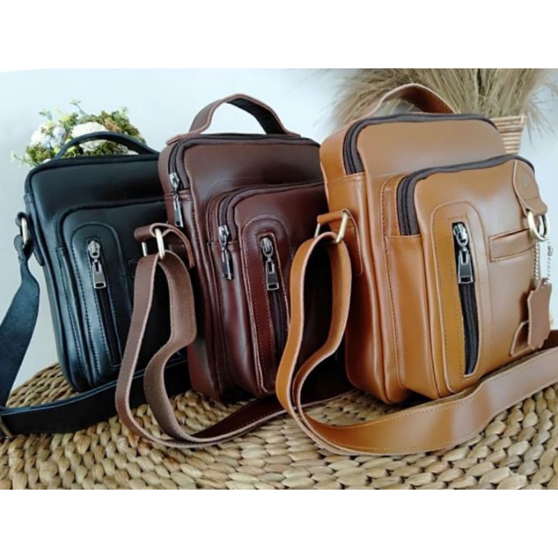 Tas selempang pria kulit asli slingbag cowok kulit asli garut sukaregang