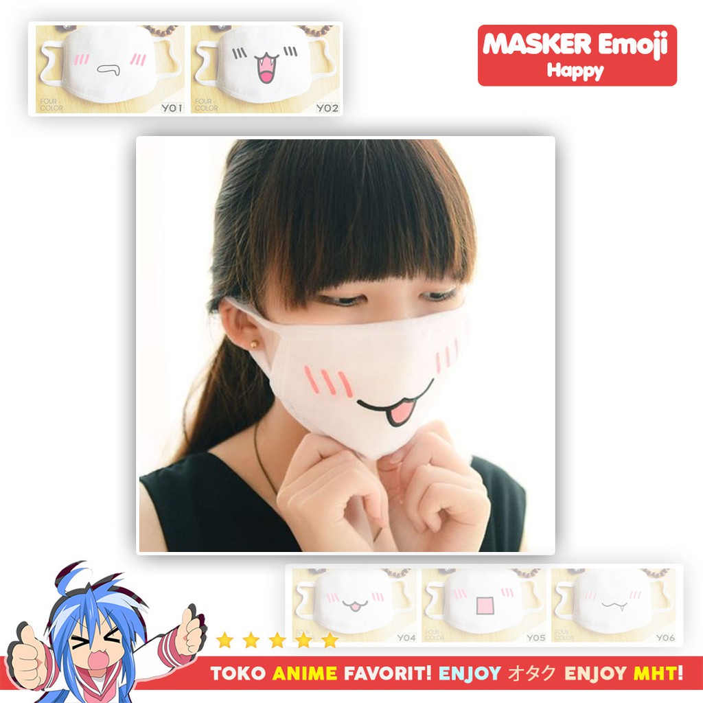 Masker Emoticon / Kaomoji Mask bisa untuk Masker Motor