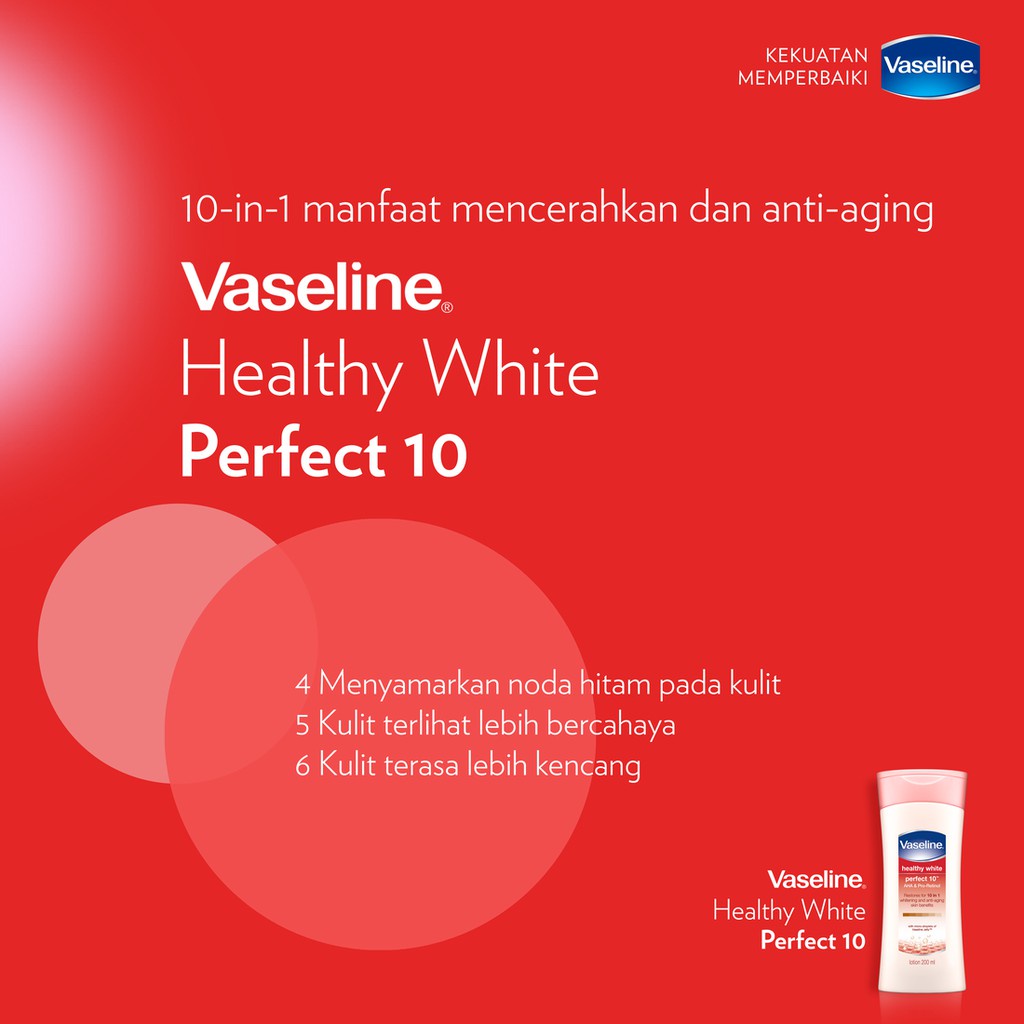 VASELINE HEALTHY BRIGHT PERFECT 10 AHA 200ML HAND BODY LOTION KOSMETIK