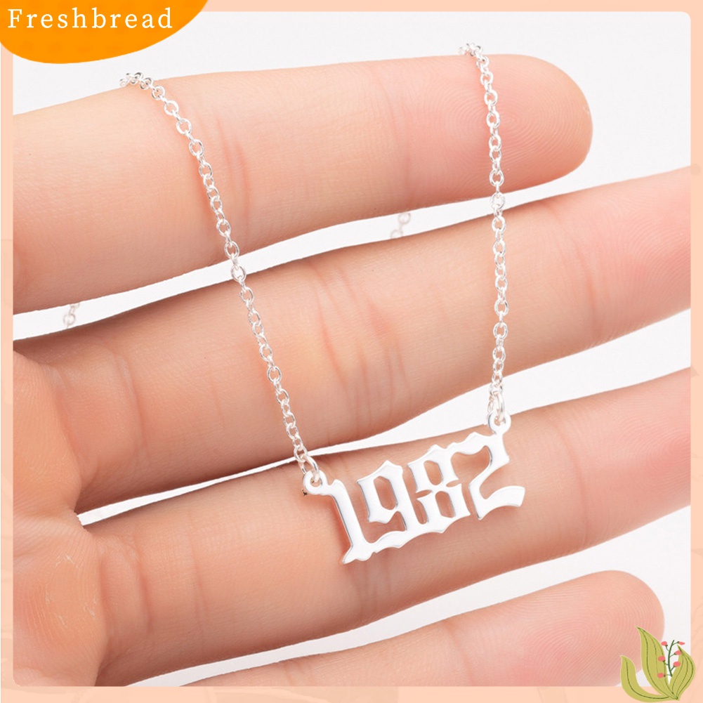 Fresh| Kalung Rantai Liontin Angka 1980-2019 Bahan Stainless Steel Warna Silver