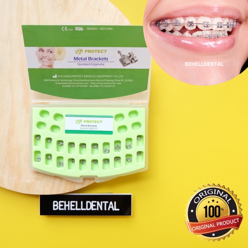 ORIGINAL BRACKET BEHEL METAL PROTECT MINI EDGEWISE WITH HOOK - Bracket Ortho Dental Protek Proteck Untuk Perbaikan / Perawata Gigi - Dental Braces Kawat Orthodontic - Behelldental