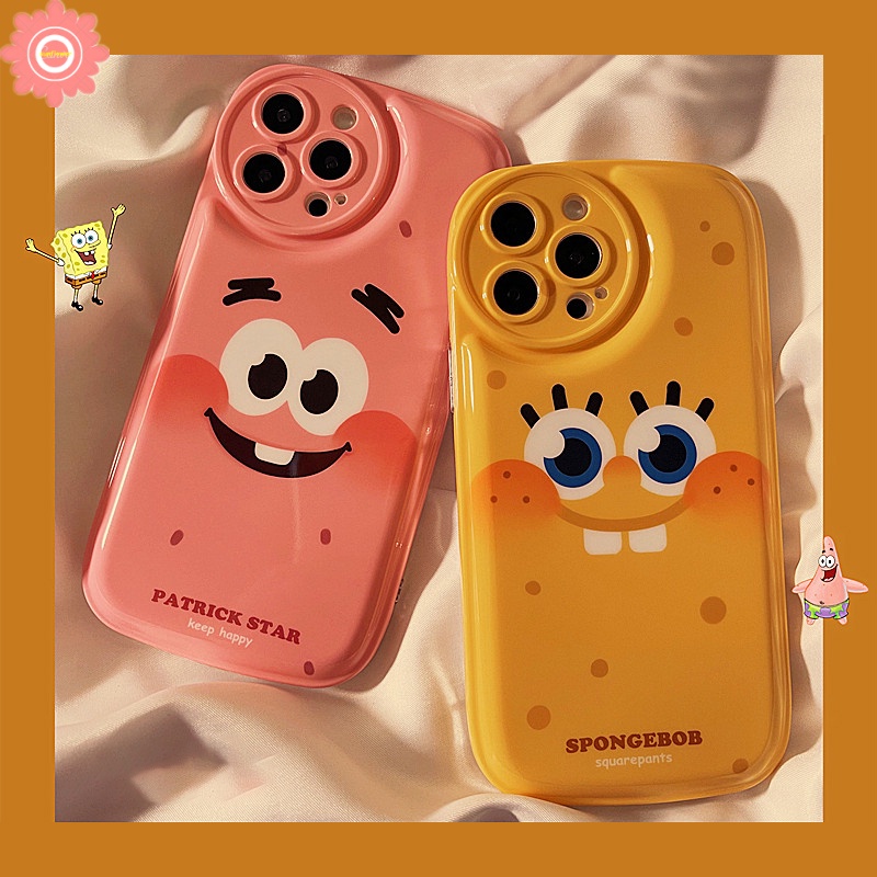 Soft Case TPU Tebal Motif SpongeBob Untuk IPhone 7 8 6 6s Plus 11 12 13 Pro MAX XR X XS MAX SE 2020