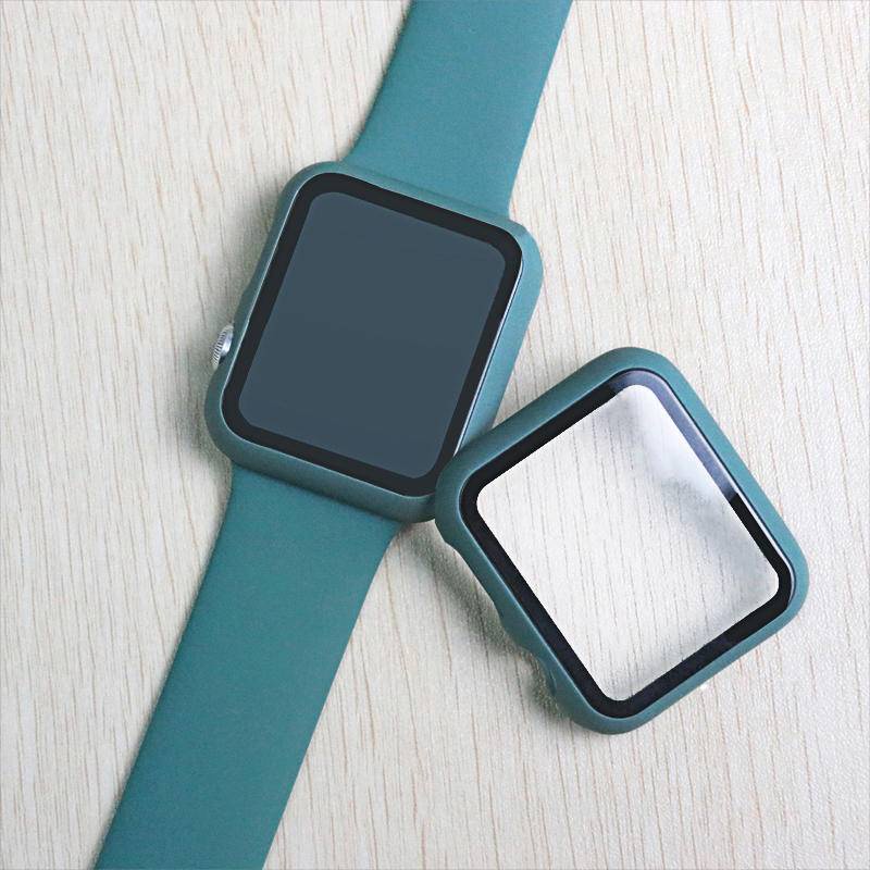 Pelindung Layar Tempered Glass + Frame Bumper Untuk Apple Watch Series 7 41mm 45mm Iwatch 7 6 5 4 40mm 44mm 38mm 42mm