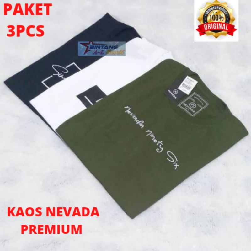 PROMO 3pcs 100k Kaos Nevada original | kaos pria distro keren MOTIF RANDOM ACAK | kaos pria distro Bandung ori | kaos Nevada distro original