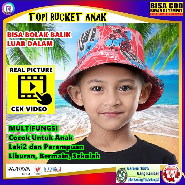 Topi Anak Laki2 Bucket Buket Hat Laki Laki Perempuan Cewek Cowok Cewe Cowo Pria Wanita Unisex Tk Sd 