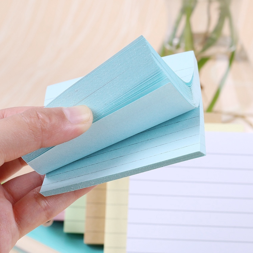 Stationery Sticky Notes Square Soild Color Memo Pad 80 Pages Sticker