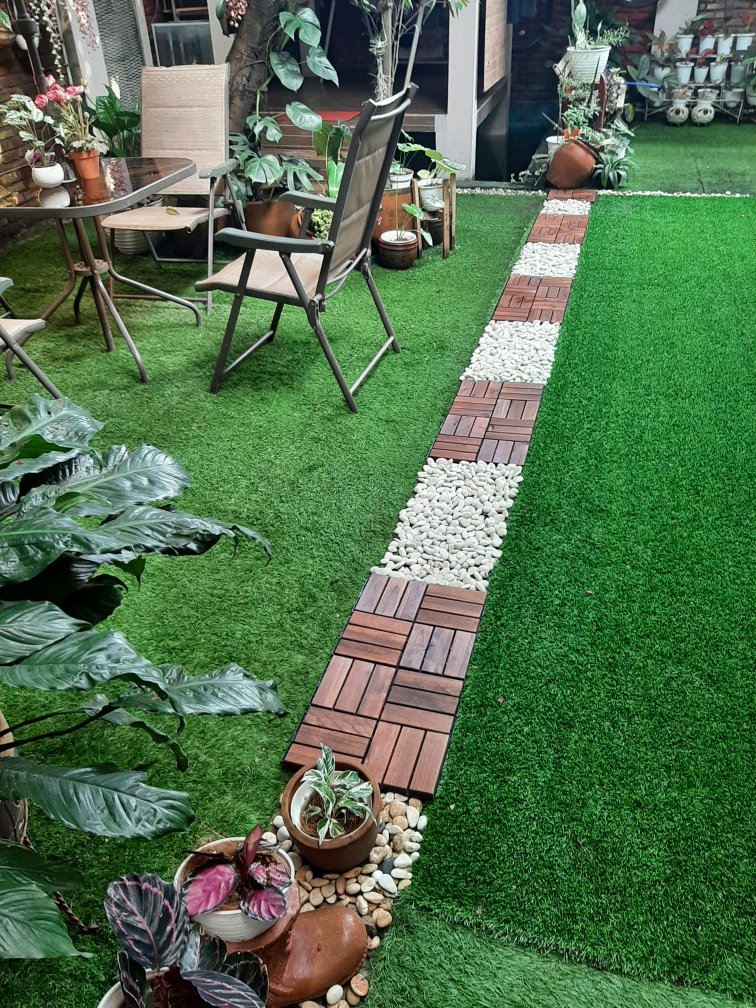 Runnen Dek Lantai Kayu Luar Ruang Diwarnai Cokelat / Flooring Decking Outdoor 9 Pcs