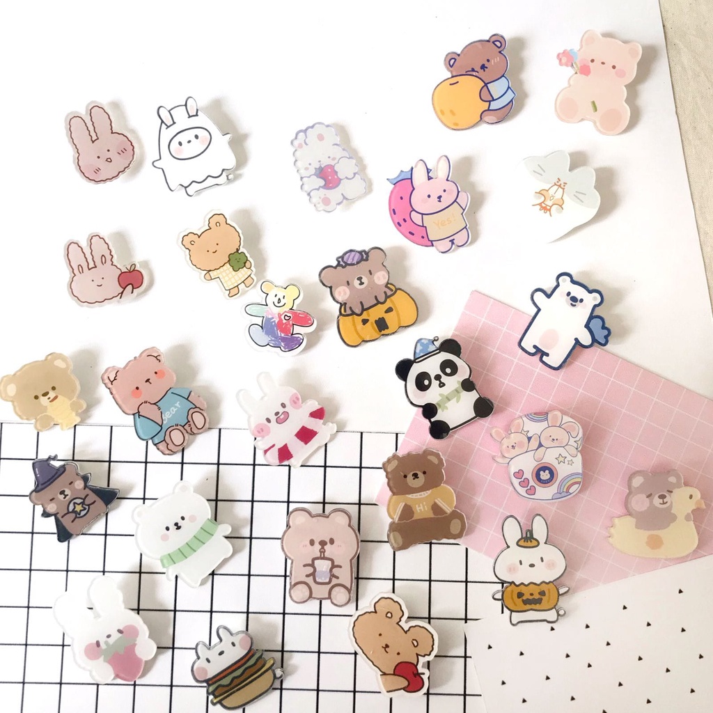 Mores Pin Akrilik Lucu Aksesoris Seri C (Animal) untuk Tas Cute Pin Brooch Pin Bros Acrylic Korean Style