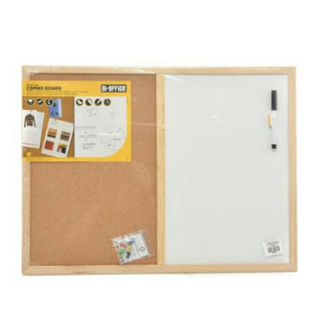 

Bi-silque papan kombinasi 60x45 cm 2 panel corkboard dan whiteboard