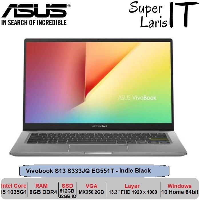 Asus Vivobook S13 S333JQ i5 1035G1|8GB|512GB + 32GB|MX350