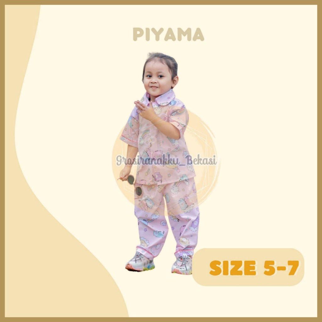 Piyama Anak Lengan Pendek Size 5-7Thn Mix motif