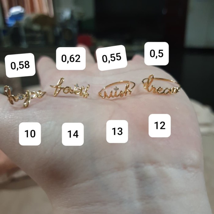 cincin ubs linea wish hope faith cantik simple simpel emas asli 375