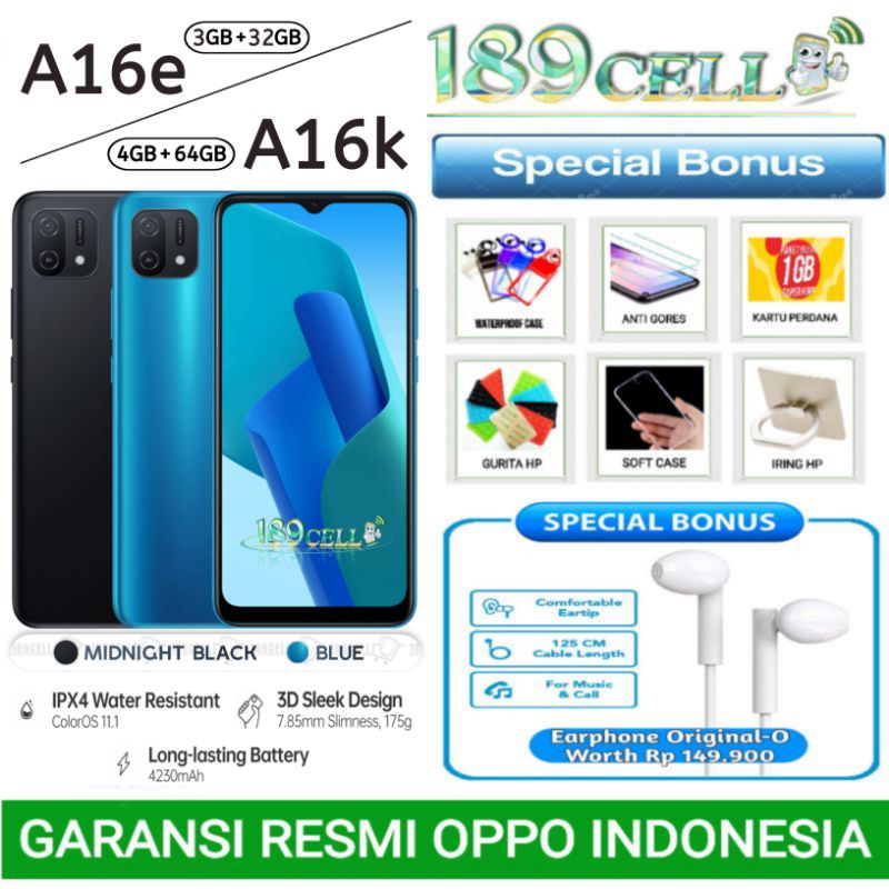 OPPO A16e A16 e 3/32 | A16k A16 k 4/64 | A17k 3/64 GARANSI RESMI OPPO