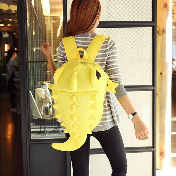 Fashion Wanita Tas Ransel Sekolah Desain Kartun Hewan Bunglon