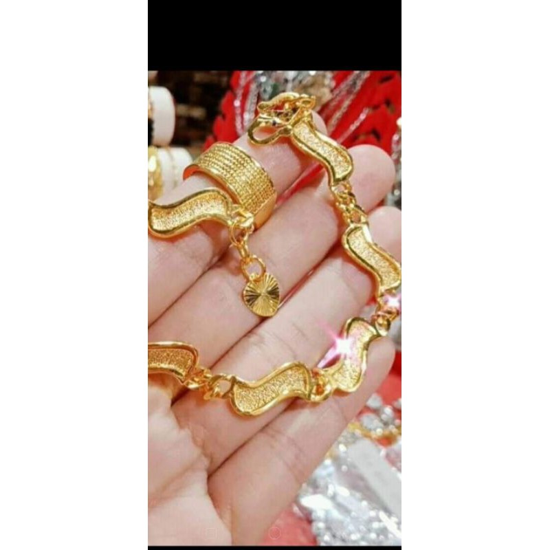 set perhiasan dewasa gelang+cincin bahan koin 91