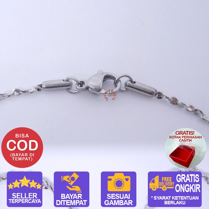 Lovelybutik Kalung Titanium Anti Karat Davina kalung Wanita Uk. 45 cm Warna BONUS KOTAK PERHIASAN