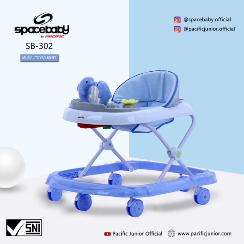 Bisa COD Mainan Anak Bayi Rolling Baby Walker Babywalker Spacebaby SB-302 Musik Mainan Murah Berkualitas