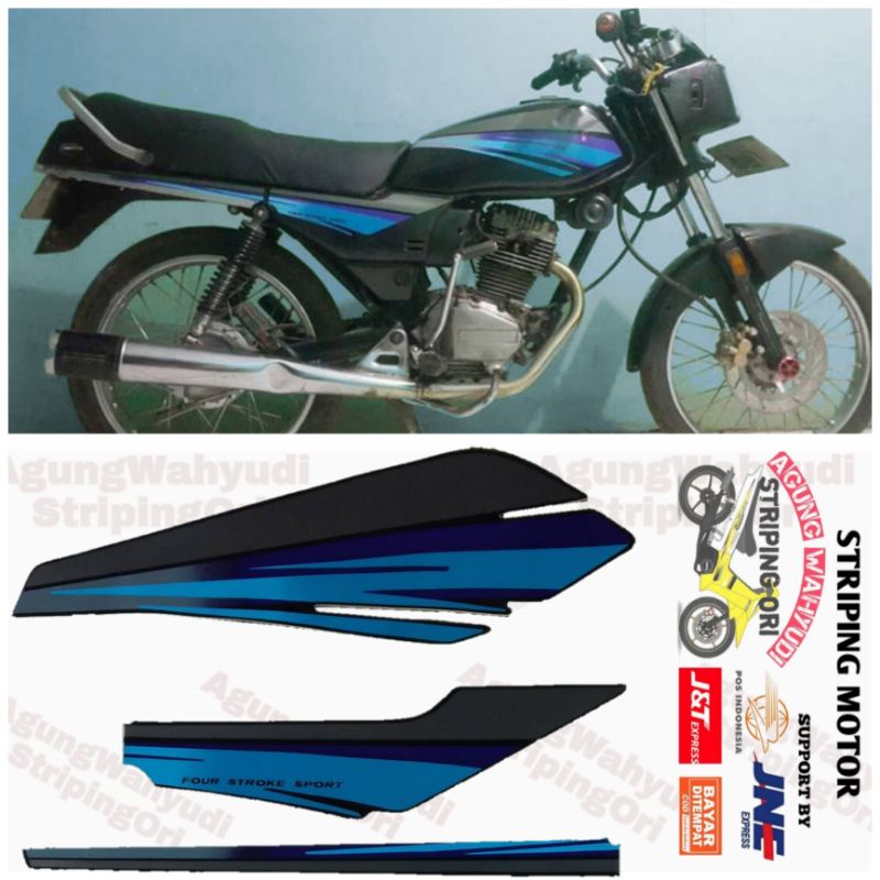 STRIPING MOTOR HONDA GL PRO 1994 HITAM SILVER BIRU LIS LES BODY POLET STIKER SEPEDA 1993 93 94 1995 