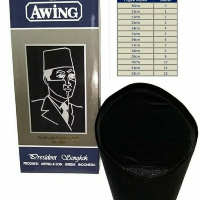 FeV10 Peci Awing Songkok Kopiah Awing Type Ac Hitam Original Termurah - Tinggi 9, No 4 Gfsg20S11G